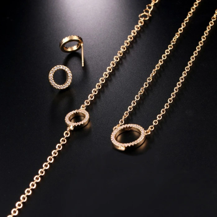 Gold Tone 3-Piece Jewelry Set for Weddings & Daily Wear (3-Piece-Gold)
