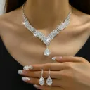 Elegant Bridal Jewelry Set with V-Neck Necklace & Earrings